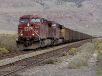 CPXW 8606 with the 9645 trailing is seen here at Semlin with a loaded coal train bound for Roberts Bank. The DPU's on this train were the CP 8626 and 8532.  