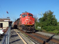 CN - 8946 a SD-70 M2 leading loco of 3 locos pulling a convoy of containers for the maritimes on rte 120 to Halifax Nova Scotia canada