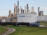 Switching tankers at the massive Nova Chemicals complex off of Highway 40. This is just one of many large chemical facilities in the Sarnia area, also known as 'Chemical Valley'.