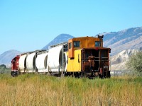 CP 3006 is heading out on a pick-up freight caboose first. This shot was taken about 15km east of Kamloops on the Shuswap sub.