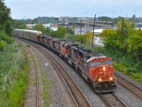 CN 401 had an unbelievable 7 units today, all GMD (two SD75I's and five geeps). Lashup was CN 5646, CN 5751, CN 9486, CN 4114, CN 4141, CN 4803 & CN 7062.