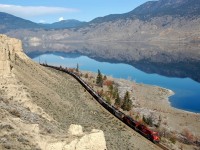 CP nos.8818&8510 bring an eastbound empty coal train alongside Kamloops Lake.
