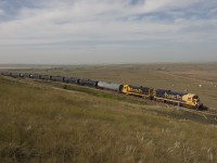 GSR B23-7's 4221 and 4253 climb over the Cabri hill on their southbound journy to Swift Current
