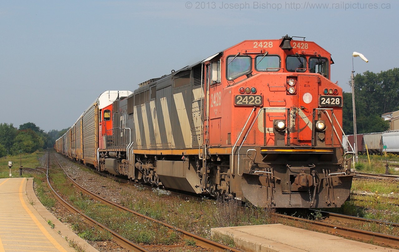 CN 2428 leads 382 into Brantford on the North track on what could have been one of the hottest days of the fall.