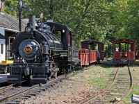 1910 built 36" gauge Vulcan Locomotive Works Class C-6, 0-4-0 ST #25 sits simmering at "Alderlea", the Forest Discovery Centre's main station, waiting her next run round the 100 acre site.