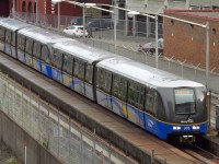 Translink "Skytrain" (Vancouver) MkIII Bombardier 4 car set with #305 leading.  These are the latest addition to the fleet offering larger windows and a capacity increase.