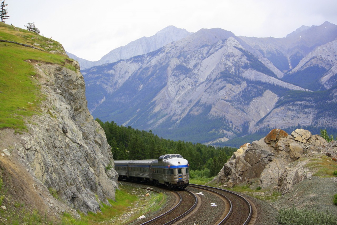 Via #2 looking small compared to the giant mountains of Jasper National Park!