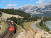 CN 417 snakes it's way towards a crew change in Jasper. 