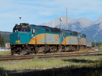 The westbound Canadian, and my ride to Vancouver, has just arrived into Jasper. The third unit, 6457, would be set out for use on the Prince Rupert train. 