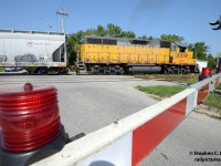 At Guelph, Ontario, Work LLPX 2210, train 580 is switching cars prior to heading north.