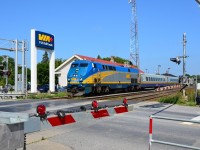 VIA Rail #45 gets underway after stopping in Brockville en route from Ottawa to Toronto.