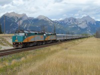 The westbound Canadian passes through the magnificence scenery of Jasper National Park. 