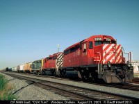 CP 5699 has the honors today as the leader on the "CSX Turn".  5699, it's sister SD40-2, and the CSX GP38-2 will be leaving Windsor shortly to head for Chatham where the crew will exchange trains with the southbound "CSX Turn" out of Sarnia.  Both crews will then return, with new trains in hand, to their respective originating terminals.