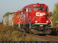 GP20C-ECO #2212 continues to do duty on the Chatham Wayfreight as it heads into the early morning light of October 18th, 2013.
