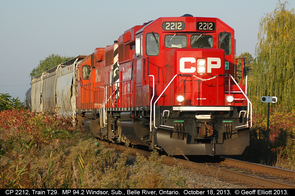 GP20C-ECO #2212 continues to do duty on the Chatham Wayfreight as it heads into the early morning light of October 18th, 2013.