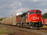 332? comes past Brantford with CN 2179 - CN 2510....gotta love when the sun pops out from behind the clouds 