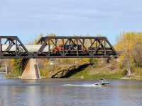 A transfer heads east across the Red River into St Boniface.