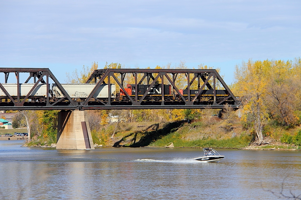 A transfer heads east across the Red River into St Boniface.