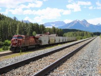CP 8810 waits on the siding in Lake Louise for opposing traffic.