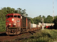 CN Q10721 06 - CN 2454 North hammers the plant at Washago at 18:54 on a beautiful June evening in 2010. 