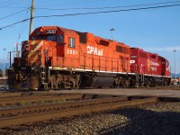 CP GP38ACs 3001 & 3002 switch the container yard in Pitt Meadows. Since this photo was taken 3001 has been rebuilt by progress rail.