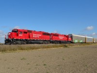 Ex SOO rebuilds 6257 & 6262 lead CP 243 westbound thru Haycroft on its way towards Walkerville.