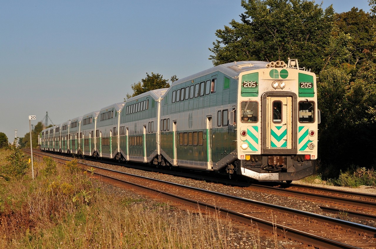 GOT 607 pushes its train westbound at Heritage Road, between Mount Pleasant and Georgetown.
