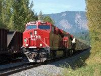 CP nos.8900&8873 are heading west through Salmon Arm with a load of potash.