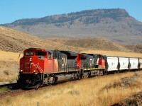 CN nos.8893&2646 are approaching Kissick on the Ashcroft sub. with a westbound load of potash.