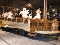 <b>THAT'S the conductor?!</b> MTC 1 (one of two open top  'Golden Chariot' streetcars in Exporail's collection) and a number of other exhibits at Exporail have been decorated for Halloween. For more train photos, check out http://www.flickr.com/photos/mtlwestrailfan/ 