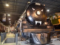 <b>Halloween at Exporail - Part 2!</b> CP 2850 and a number of other exhibits at Exporail have been decorated for Halloween. Check out the skull in the cab of CN 6765 to the right! For more train photos, check out http://www.flickr.com/photos/mtlwestrailfan/