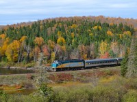 VIA 602 is on its way south from Jonquiere and is on the scenic CN Lac St-Jean sub. Trailing VIA 6446 are two coaches and a baggage car. For more train photos, check out http://www.flickr.com/photos/mtlwestrailfan/ 