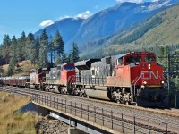 CN nos.8916,2146&5305 are crossing over Main St. @Lytton with an eastbound mixed freight. Another example of CN travelling on CP tracks or vice versa.