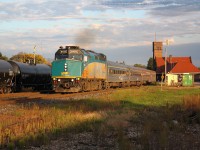 Via 83 accelerates out of Brantford after its station stop.  Via 6459 is on the point.  Via 6459 was renumbered from Via 6403 this year because of an image of 6403 appearing on our new ten dollar bills. 