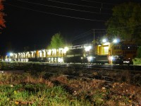 RG 309 rests in the Chatham South Yard on the Sarnia Spur awaiting it's next assignment. The bright lights covering this train make it particularly difficult to photograph at night but provide quite the spectacle for anyone trackside. The real highlight of course is when the sparks start flying.