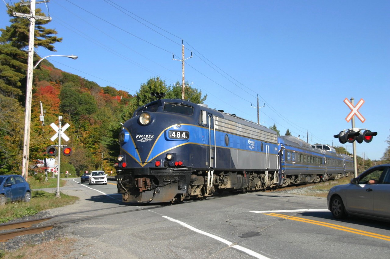 The Orford Express running west to Eastman , passing the Route 112 on a beautiful autumn sunday afternoon !