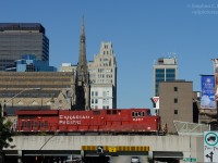 <b>TH&B RY</b> markings grace the many railway bridges in downtown Hamilton - and the skyline of the core downtown area is seen in the background. See the top three floors of Stelco Tower on the left? I worked in these floors for two summers in '97-98 and recall seeing many a train from the best view in all of North Hamilton.