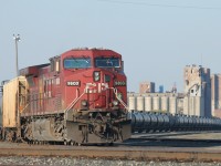 Train 608 is staged in CP’s Westfort Yard in Thunder Bay. This loaded tank car train arrived with CP 9803 as the leader and there would be rear end remote as well. The units will be fueled and the cars inspected before continuing east.