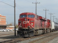 CP 609 powered by ES44AC’s 8749 and 8836 are stopped on the mainline for a crew change at the depot in Thunder Bay, Ont.