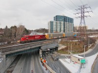 A one unit wonder picks up speed after working Lambton Yard to the east.
