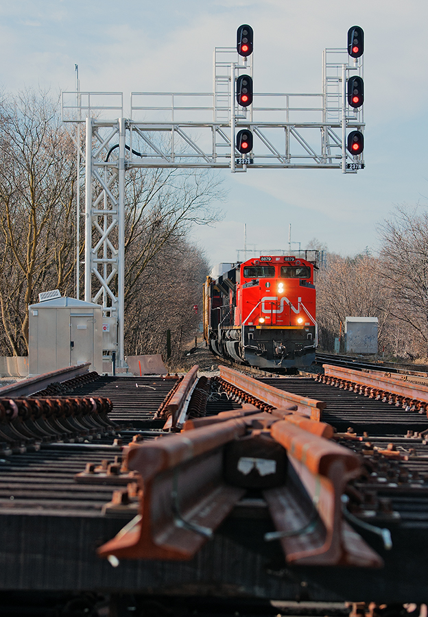 Two London built SD70M-2's lead a 9,800 ft freight train past the "new" relocated controlled location of Silver.