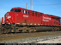 Fall light looks great on CP ES44AC #8948 as it sits in the siding in Belle River waiting on an eastbound to clear.
