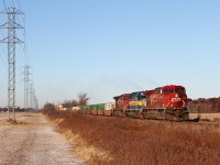 The first of 3 back to back eastbounds sees CP 8535 with ICE 6429 and CP 9760 power 9700' train 240 at mile 99 on the CP's Windsor Sub. Immediately following would be train 254 and T29, the Chatham way freight.