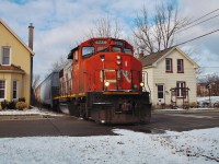 CN 4774 is in charge of this weeks local to Ingenia, seen here crossing Port Street just minutes away from his destination, the last customer on the old TH&B in Brantford.