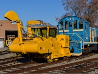 Not much info on this piece of rolling stock at Exporail other than "Kershaw Self Propelled Snow Switch Cleaner" being stencilled on it and a Montreal Transit Commission logo. To the left is a streetcar in the enginehouse with a trackmobile in front of it. Behind is ONR 1400 (MLW RS10) and POM 1002 (MLW S3). For more train photos, check out http://www.flickr.com/photos/mtlwestrailfan/ 