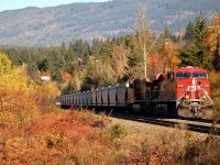 CP 8799 is at the head of this westbound load of potash as it nears downtown Salmon Arm.