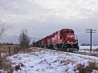 After arriving in Toronto a few weeks back a pair of new 2200 are now assigned to the Havelock Line,as seen with the fresh late Autumn snow in Locust Hill Ontario.