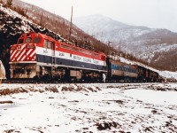 <b>Testing a B.C. Rail Electric.</b> Photo taken by Glen Fisher, my father-in-law. He is is a railway consultant and was involved in the BC Rail Tumbler Ridge electrification during the early 1980s. This shot shows testing of the GF6C locomotives before regular service on the line began. All have since been retired and the line deelectrified. Behind BCOL 6001 is EMD test car ET840 and behind that are three SD40-2s (1 CN & 2 BC Rail). Unknown location, please let me know if you have information on the exact location. 