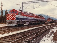 Photo taken by Glen Fisher, my father-in-law. He is is a railway consultant and was involved in the BC Rail Tumbler Ridge electrification during the early 1980s. This shot shows testing of the GF6C locomotives before regular service on the line began. All have since been retired and the line deelectrified.