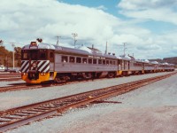 Photo taken by Glen Fisher, my father-in-law. Here we see 5 Budd RDC's on a train at Prince George, B.C. This passenger service ended in 2002.